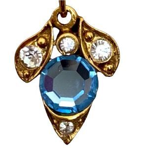 Bee or Flower Pendant Necklace, Aquamarine Blue Crystal Necklace, Gift- Ready